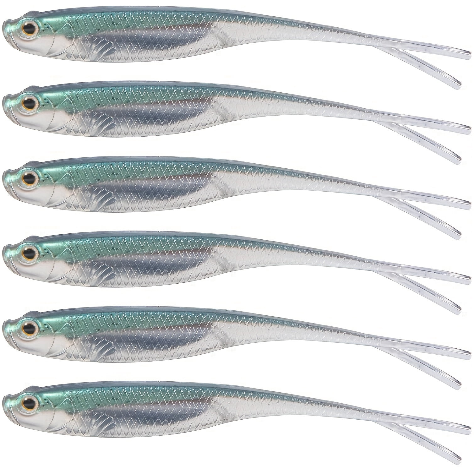 5pcs Artificial Floating Fishing Lure, Bionic Forked Tail Wobbler Soft Bait, Fishing Tackle For Saltwater