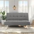 thumbnail image 7 of EBQOSK Sofa Bed with Armrest Two Holders Wood Frame, Stainless Leg, Futon PVC Gray 2, 7 of 7