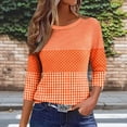 thumbnail image 2 of Cilsoka 3/4 Sleeve Shirts for Women Fall Striped Crew Neck Business Casual Tops Loose Three Quarter Length Work Blouses, 2 of 5