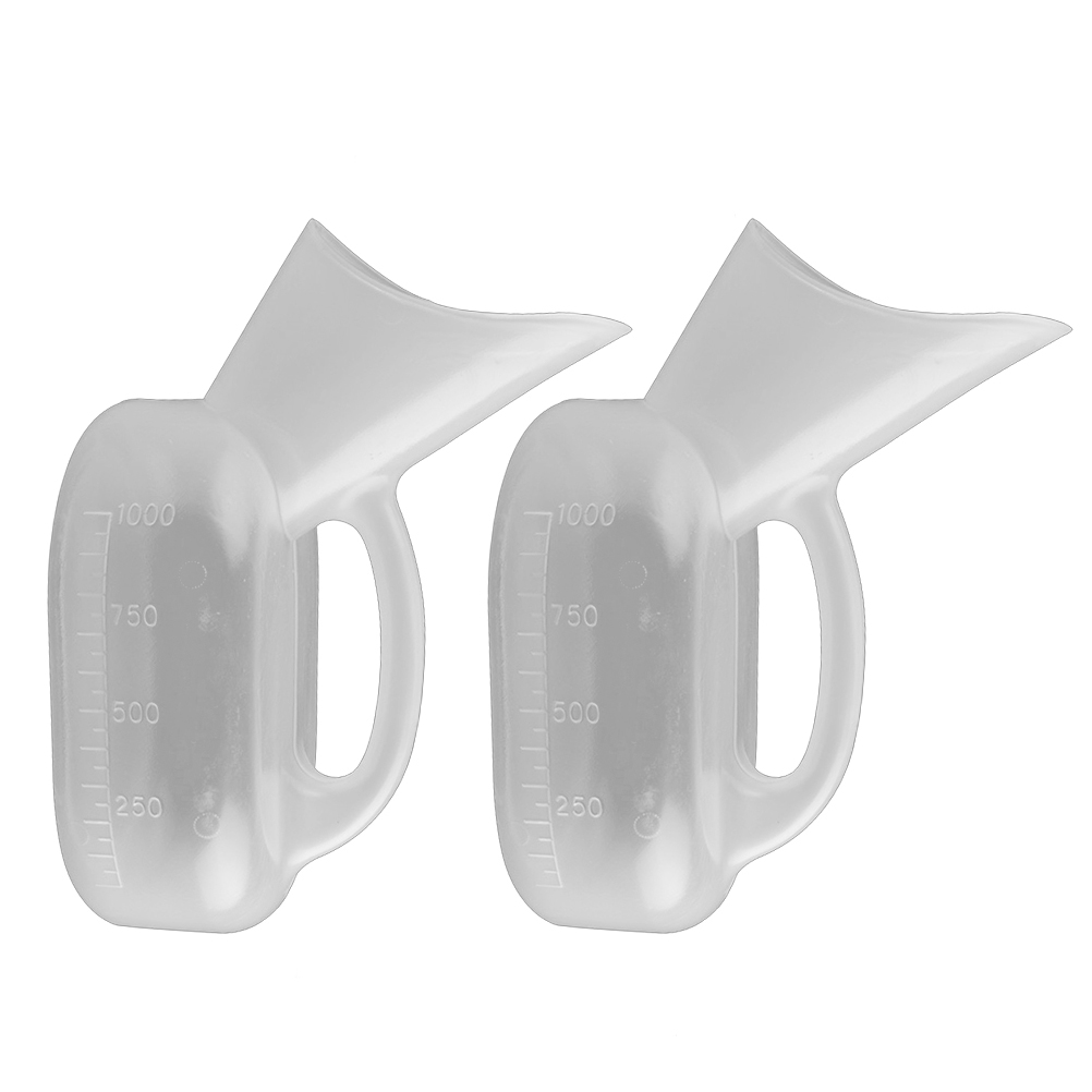 2pcs Female Graduated Urinals Portable Chamber Pots Thickened Plastic Pee Bottle for Hospital
