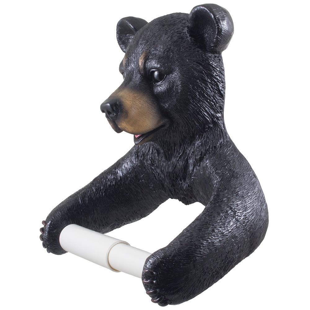 Brown Bear Toilet Paper Holder Bathroom Wall Mount Cabin Rustic Lodge  Country