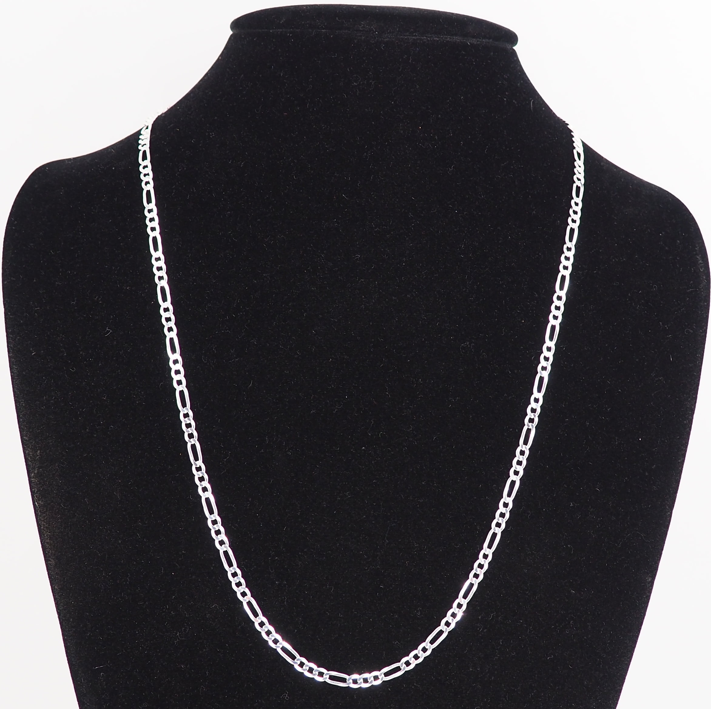 Solid 925 Sterling Silver Italian 3.9mm Flat 20” Figaro Link Chain Necklace for Women Men Made in Italy FIG100-20