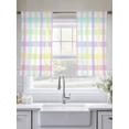 thumbnail image 5 of Green Beige Plaid Sheer Curtains 54 Inch Length 2 Panels Set Window Treatments, Buffalo Farmhouse Art Checkered Rod Pocket Semi Curtains for Living Room/Bedroom/Kitchen Décor, 104"W x 54"L, 5 of 7