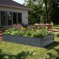 thumbnail image 3 of LuxenHome 6x3ft Galvanized Raised Garden Bed Rectangular Gardening Planter Box Outdoor Planting Bed, 3 of 11
