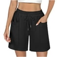 thumbnail image 3 of Taqqpue Women's High Waisted Athletic Running Shorts with Side Pockets,Workout Gym Sweat Shorts Casual Solid Color Drawstring Shorts with Pockets, 3 of 9