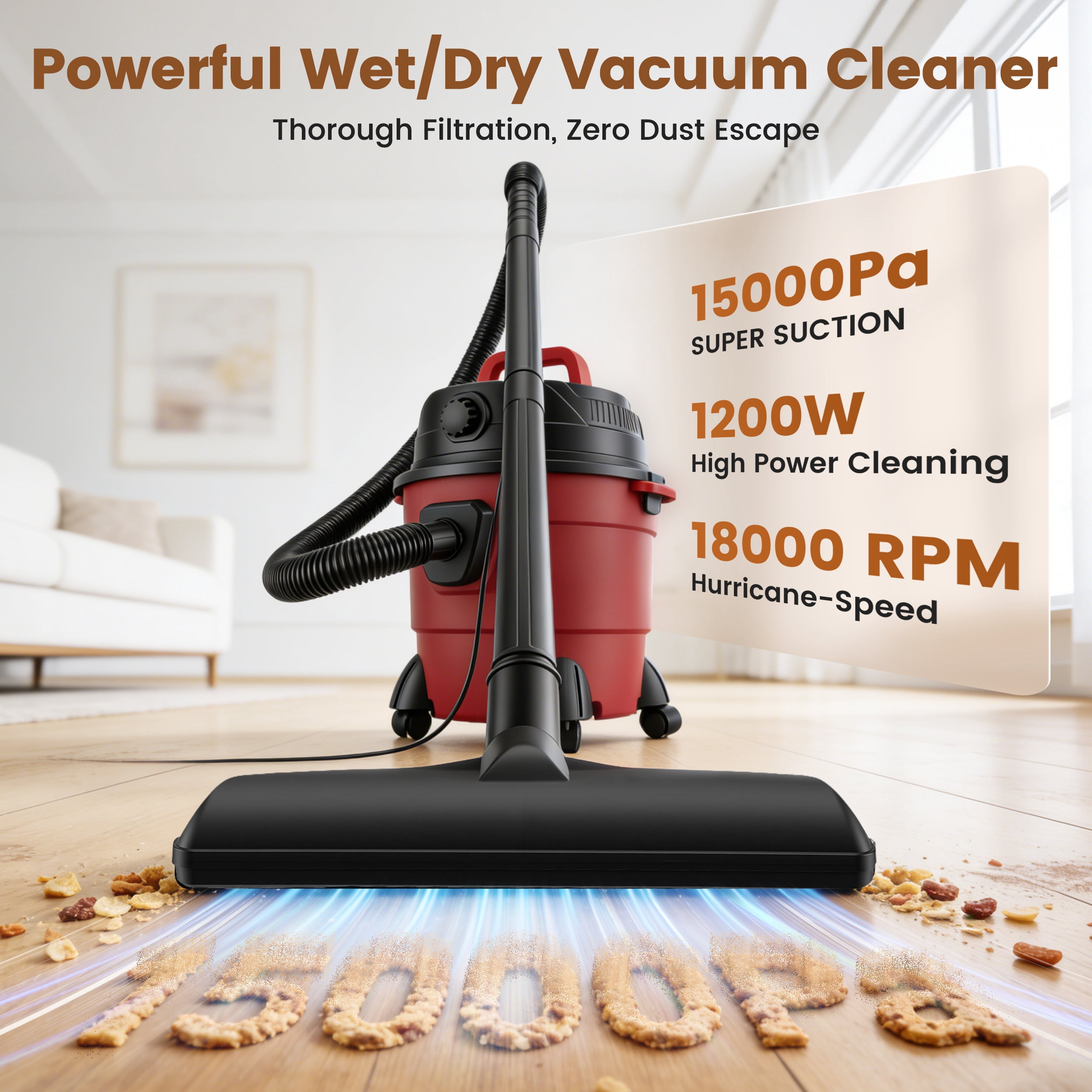 RELOIVE Wet Dry Vacuum, 2.64 Gal 1200W 5.5 Peak HP,3-in-1 Shop Vacuum Wet and Dry with Filter and Attachments for House Garage Workshop Car