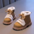 thumbnail image 2 of PEASKJP Kids Boots Warm Side Zipper Low Heel Short Booties, Khaki 32, 2 of 5