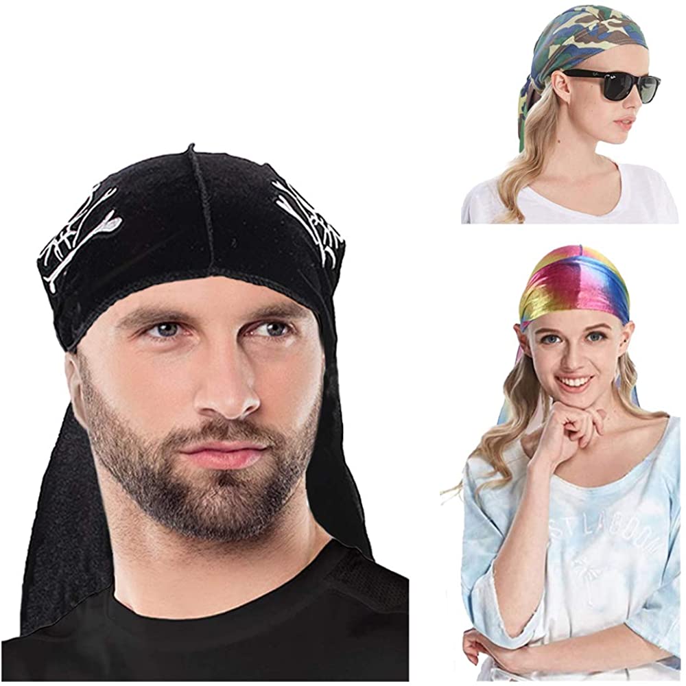 Star Satin Silk Head Wrap Durag Long 