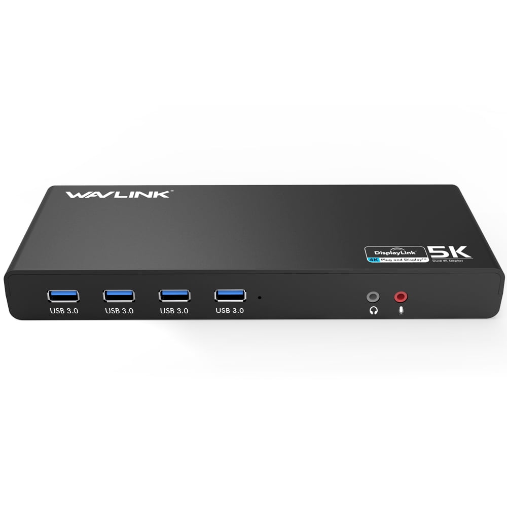 Wavlink supporta due uscite video 4K per laptop PC o Mac Docking Station universale USB 3.0/USB C DisplayPort e HDMI, Gigabit Ethernet, audio 2 in 1, 5 porte USB