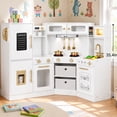 thumbnail image 7 of Wisairt Corner Wooden Play Kitchen for Kids, Interactive Pretend Play Kitchen with Realistic Lights & Sounds, 23 Pcs Cooking Accessories, Age 3+, White, 7 of 7