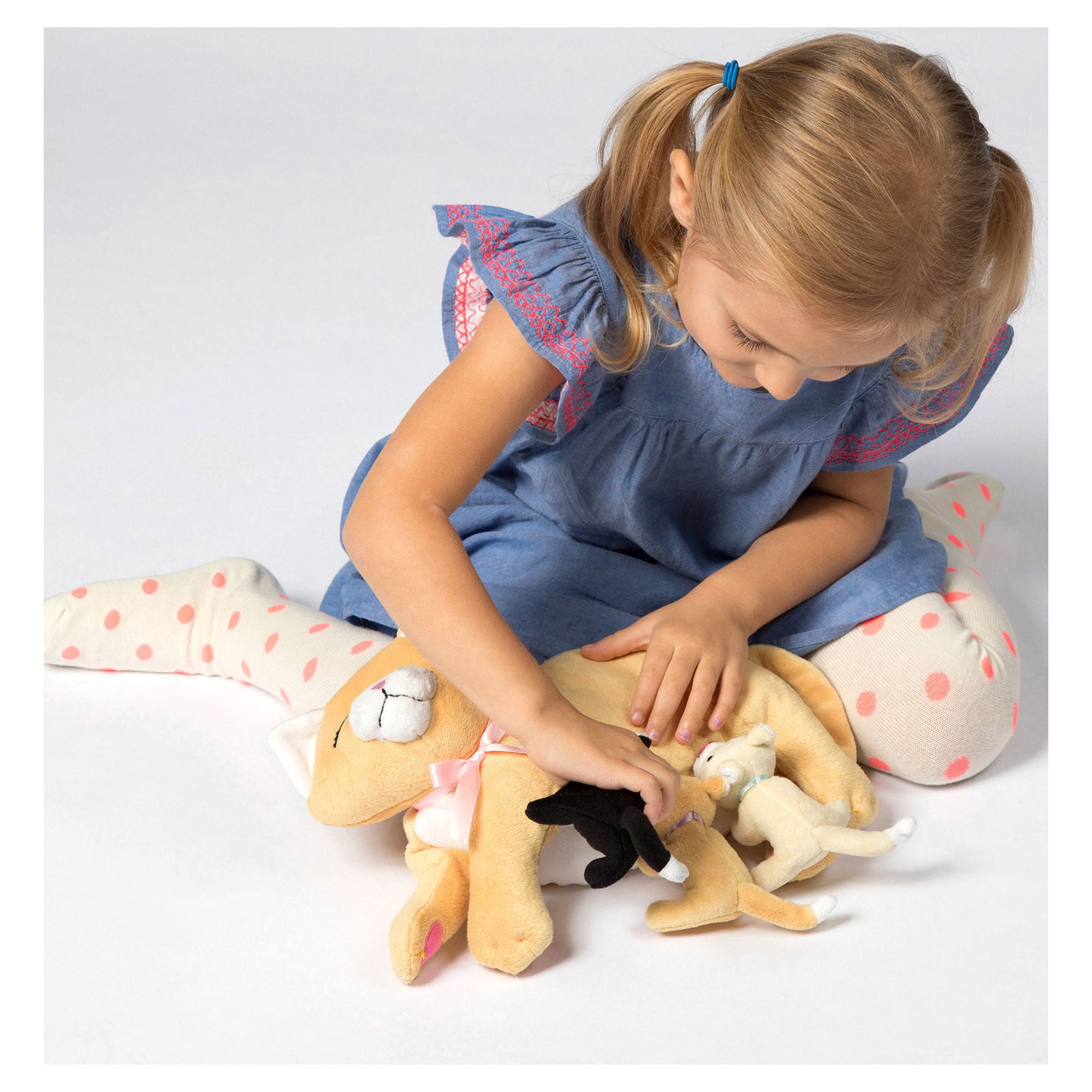Manhattan Toy Nursing Nina Nurturing Cat Stuffed Animal with Plush Kittens