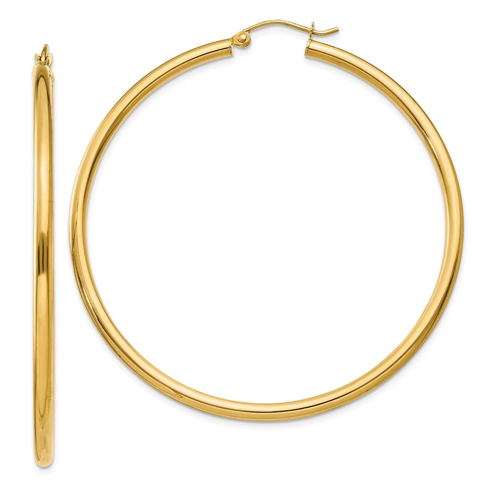 Mia Diamonds 14k Yellow Gold Polished 2.5mm Round Hoop Earrings