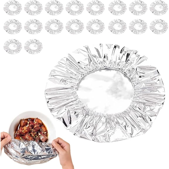 120Pcs Aluminum Foil Food Covers - Insulation Cover for Kitchen Dishes, Warmth Retention, Reusable and Stretchable, Fits Plates, Bowls, and Containers