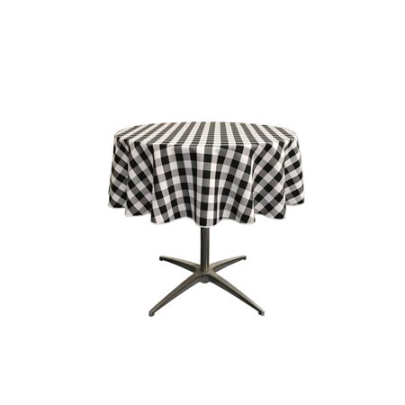 

TCcheck51R-BlackK24 Polyester Gingham Checkered Tablecloth White & Black - 51 in. Round