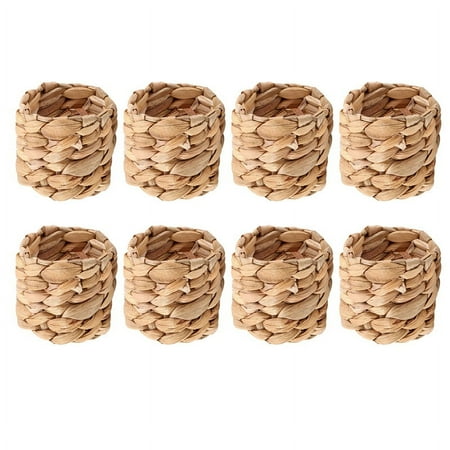 

ckepdyeh 8Pcs Country Style Water Woven Napkin Ring Hand-Woven Straw Napkin Ring Farmhouse Natural Napkin Buckle
