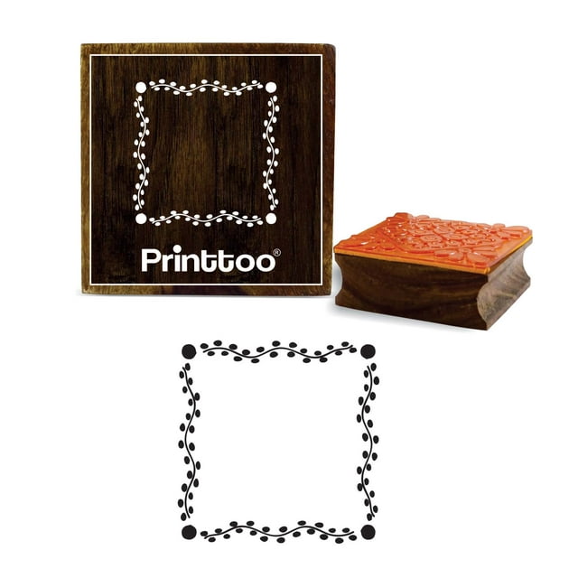 Printtoo Square Scrap-booking Border Frame Wooden Rubber Stamp Crafting Stamps-2 x 2 Inches