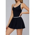 thumbnail image 3 of PISONIC Womens Tennis Golf Dress with Built-in Bra Shorts Racerback Color Block Pleated Hem Athletic Dresses with Pockets, 3 of 7