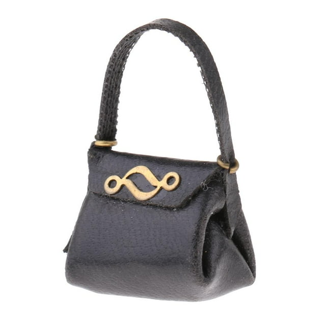 1/12 Dollhouse Miniatura de material cuero PU negro para mujer Accesorios de muñeca CUTICAT Bolso miniatura Dollhouse