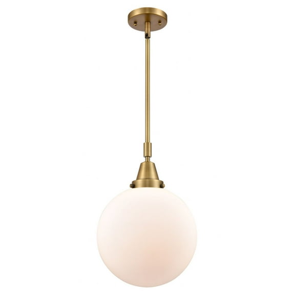 447-1S-BB-G201-10 Innovations Lighting Beacon - 1 Light Stem Hung Mini Pendant In Industrial Style-14.13 Inches Tall and 10 Inches Wide-Brushed Brass