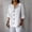 White, variant on HOMBOM Tops for Women White Cute 3/4 Sleeve V-Neck Button down Loose Cotton Linen Solid Color Blouse