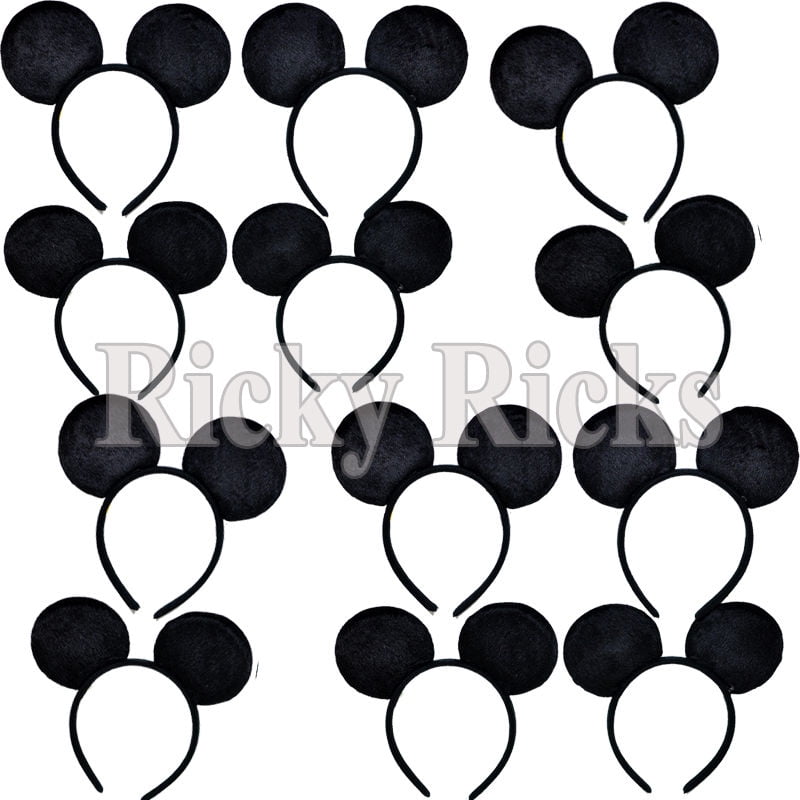 3 Mickey Mouse Ears Headband Black Party Disney Minnie Costume Favors Black One 