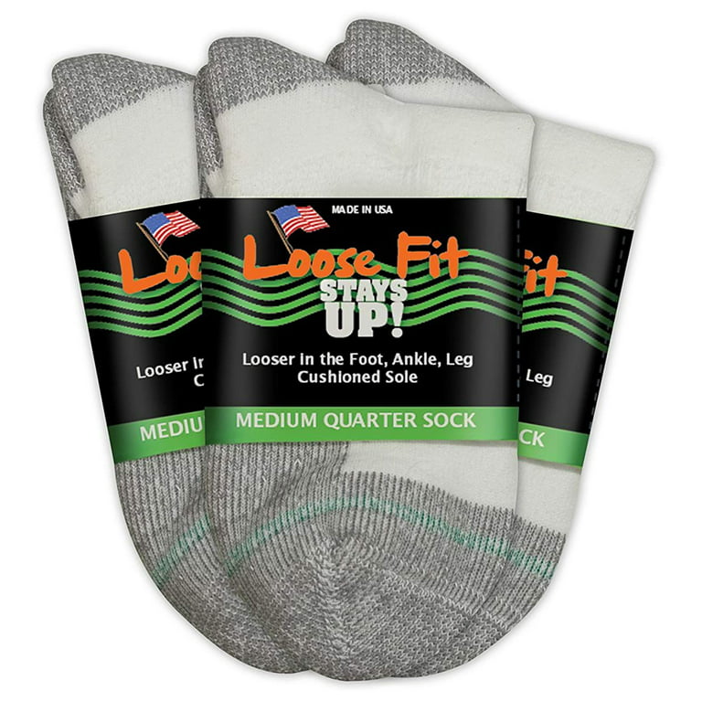 Loose Fit Stays Up - 3 Pack - Mens Women White / Ankle - L: Women's 13.5+ /  Men's 12-15 