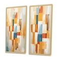 thumbnail image 3 of Designart "Colorful Retrovisions Beige Blue" Modern Midcentury Framed Wall Art Set Of 2 - Mid-Century Beige Gallery Wall Frame Set For Home Decor, 3 of 6