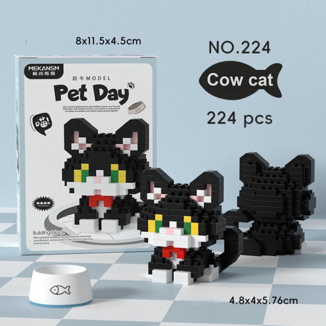 Mekansm Pet Daily Micro Particle Building Blocks - Diamond Small Particles DIY Assembly Set, ABS Material, K224 Cow Design, 224 Pieces, Ages 14+, Creative Construction Toy for Animal Lovers
