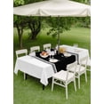 thumbnail image 2 of Rectangle Outdoor Tablecloth With Umbrella Hole And Zipper– Black Farmhouse Striped Waterproof Patio Table Cover for Party, Picnic, Backyard, 54"x80" , White, 2 of 8