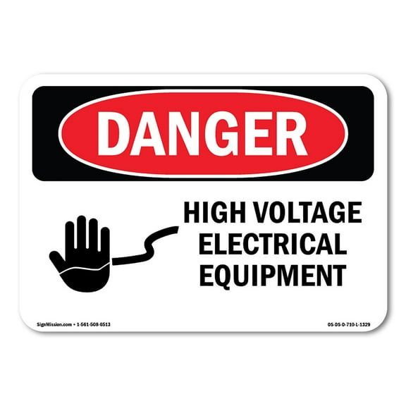 SignMission Danger High Voltage Electrical Equipment OSHA Decal Sign