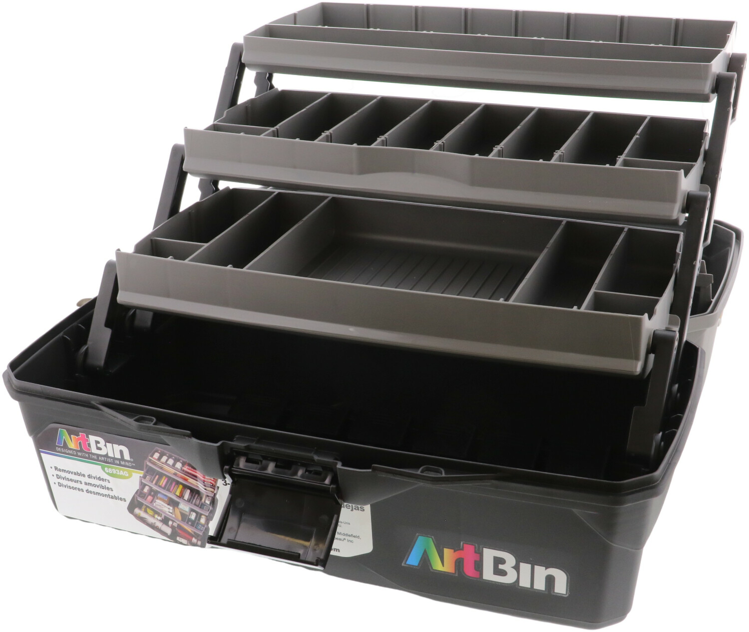ArtBin Lift Tray Box W//3 Trays /& Quick Access Lid Storage Black /& Gray