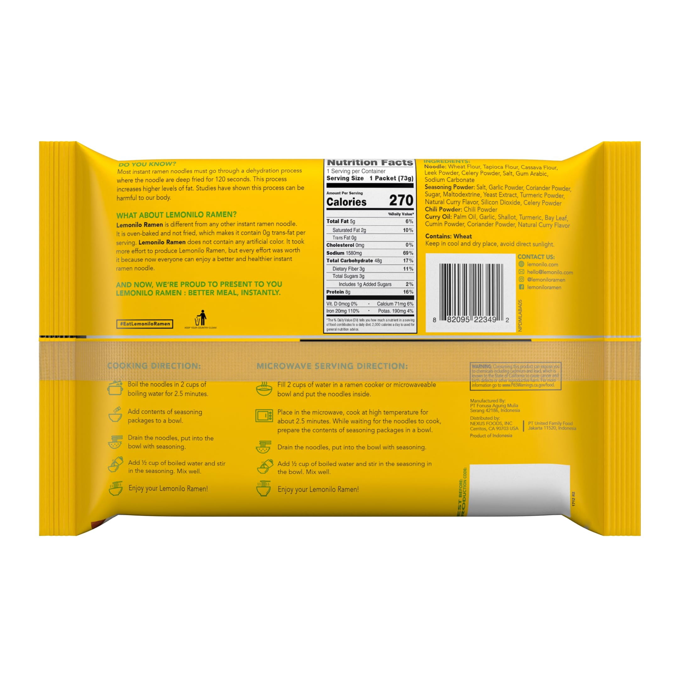 Lemonilo Chicken Curry Soup Ramen 2.58 oz (Pack of 12)
