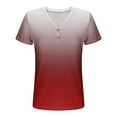 thumbnail image 7 of Scyoekwg Womens Tops Hide Belly Tunic Summer Short Sleeve T Shirts Button V Neck Dressy Casual Loose Blouses for Leggings (Wine,XXXL）, 7 of 7