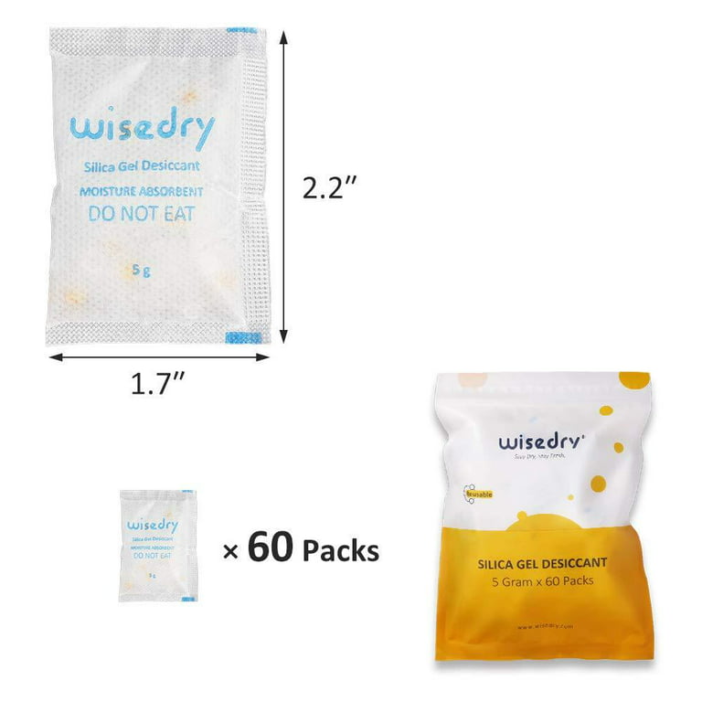 wisedry [ 5 LBS Silica Gel Beads Reusable Color Indicating Rechargeable  Desiccant Bulk with 10 Pcs Organza Drawstring Bags
