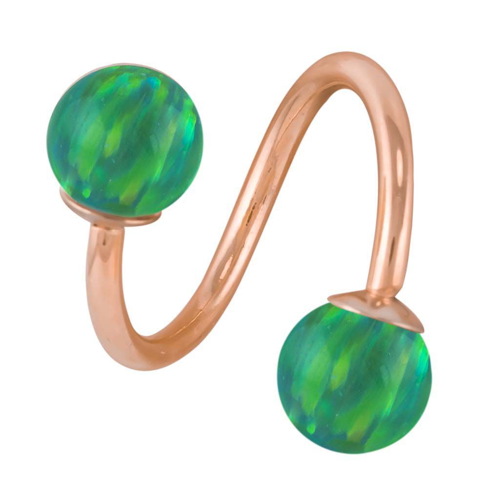 Opal 14K Rose Gold Twister Spiral Barbell by