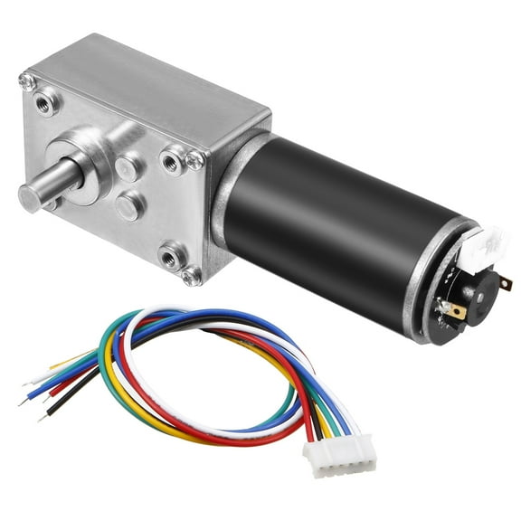 Uxcell DC12V 74RPM High Torque Self-Locking Worm Gear Motor With Encoder And Cable