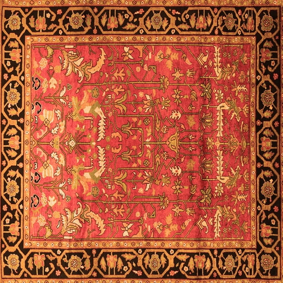 Ahgly Company Indoor Square Persian Orange Traditional Area Rugs, 6' Square