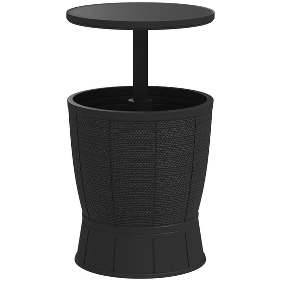 Outsunny Outdoor Cooler Table, 11 Gallon Patio Cooler Side Table, Black