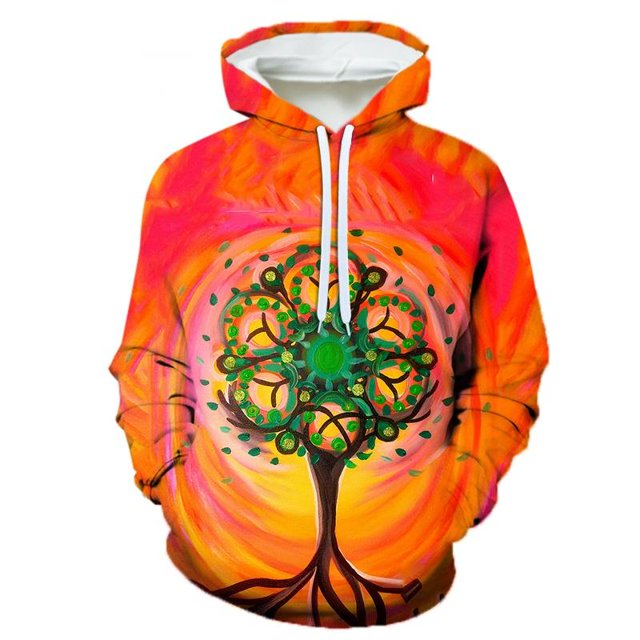 Spring Autumn Creative Psychedelic Tree Pattern Hoodies For Men 3D Printing Casual Pullovers Sweatshirt Streetwear Tops Hoodie-PZM12797 M