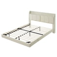 thumbnail image 6 of Sesslife Queen Size Floating Bed Frame with Charging Station and Touch Sensor Nightlight, LED Platform Bed with Storage Upholstered Headboard and Side Pockets, No Box Spring Needed, Beige, 6 of 13