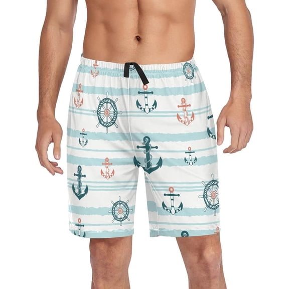 GZHJMY Anchor Pajama Pants Short for Men, Lounge Pants Lightweight Men Pajama Bottoms with Drawstring Pockets, Christmas New Year Birthday Gifts, Small