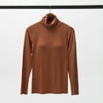 thumbnail image 2 of Wyobmus Womens Cotton Tops Casual Lightweight Long Sleeve Mock Turtleneck Tees Shirts With Chest Pad Coffee, 2 of 3