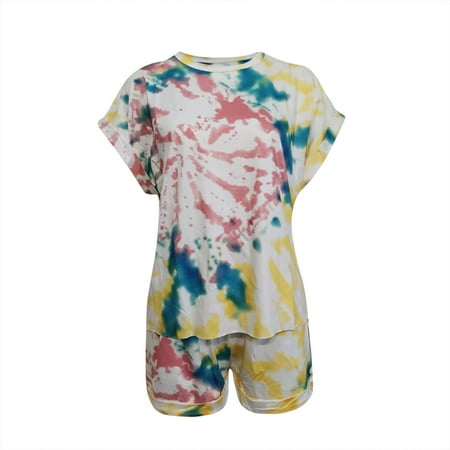 

Inkach Womens Pajamas Short-Sleeve Loungewear Set