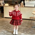 thumbnail image 3 of Ticikt Toddler Girls Fair Isle Heart Bow Knit Cardigan Sweater Ruffle Button Front Long Sleeve Soft Warm Holiday Fall Top,Red, 3 of 6