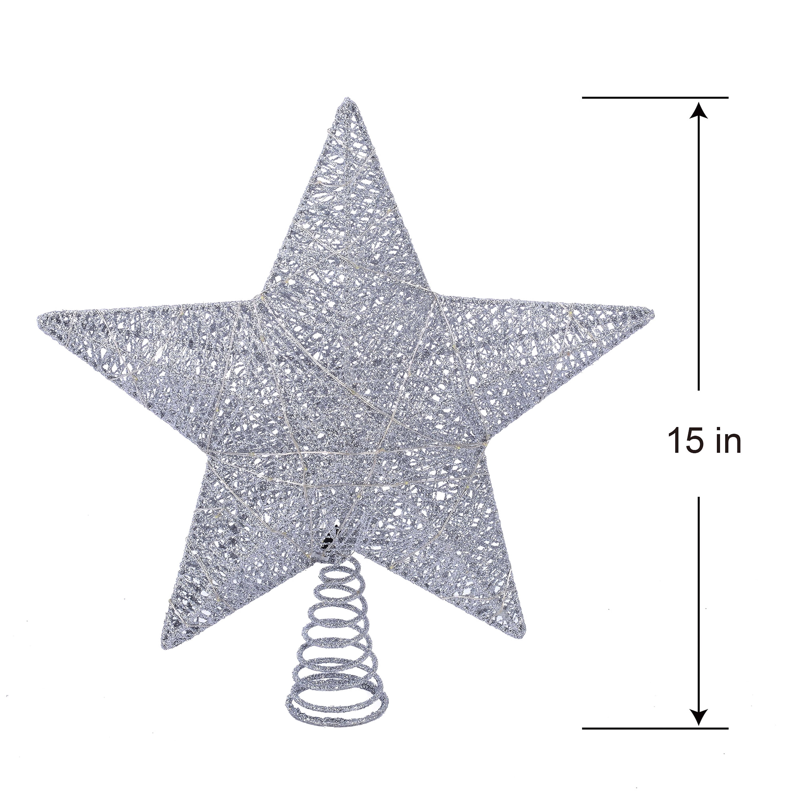 LED Star Christmas Tree Topper, Silver, 15", by Holiday Time