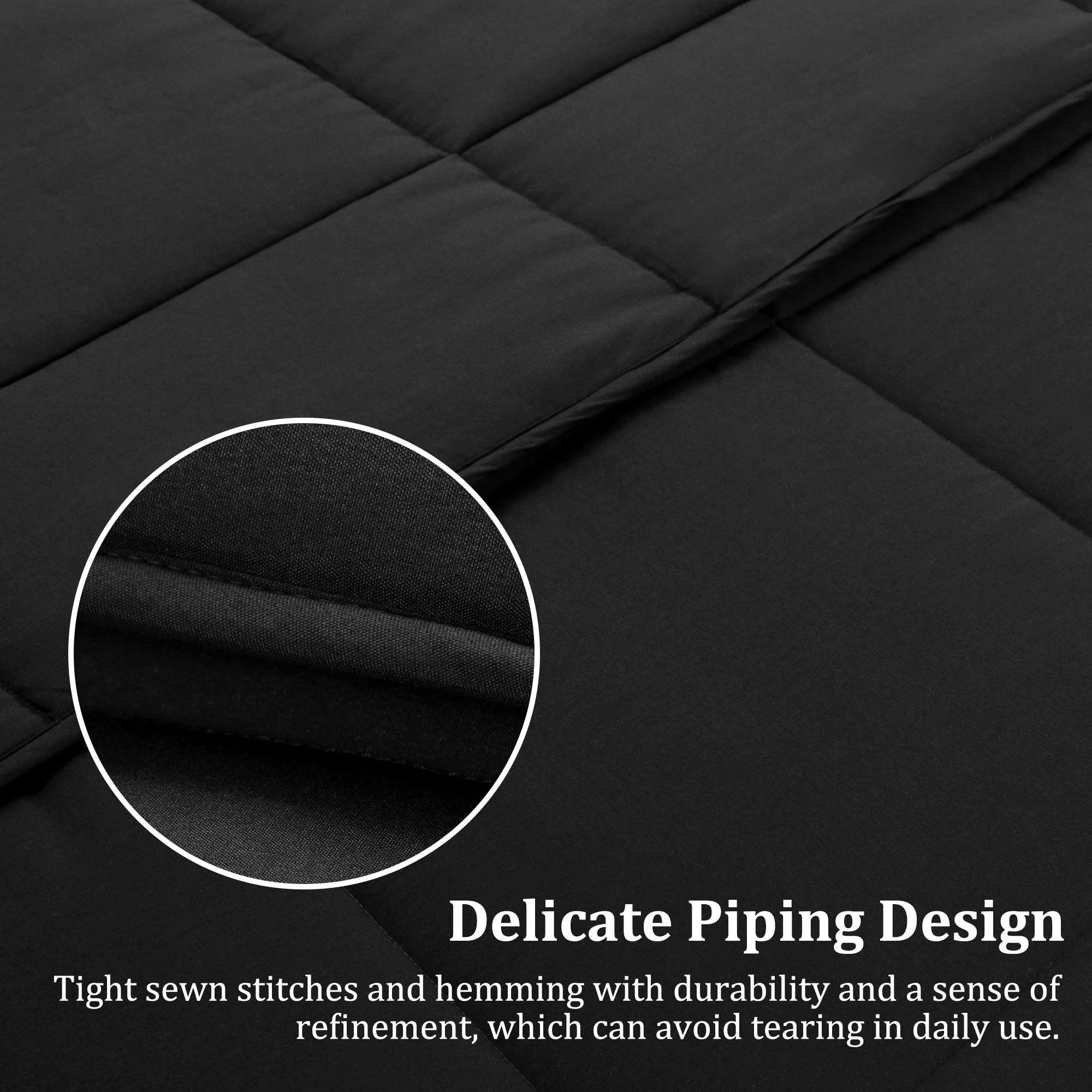 Unique Bargains Quilt Soft Lightweight Down Alternative Comforter Black Twin