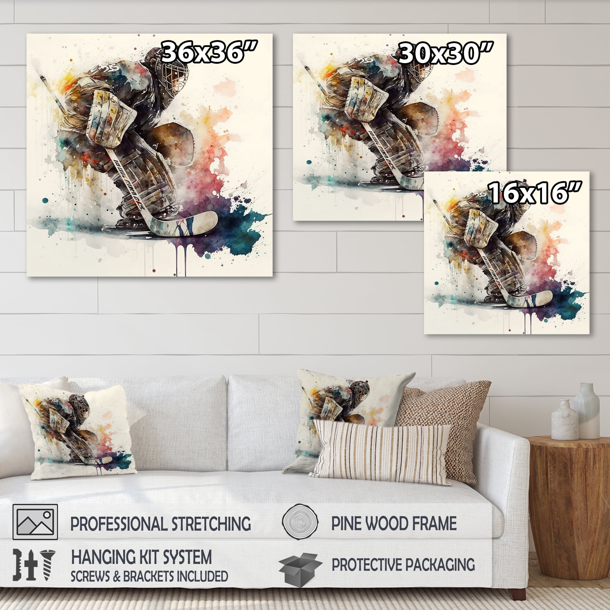 Designart Hockey Goalie During The Hockey Game I Canvas Wall Art