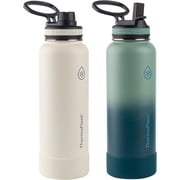 Thermoflask 40oz Stainless Steel Chug Water Bottle, White + Green