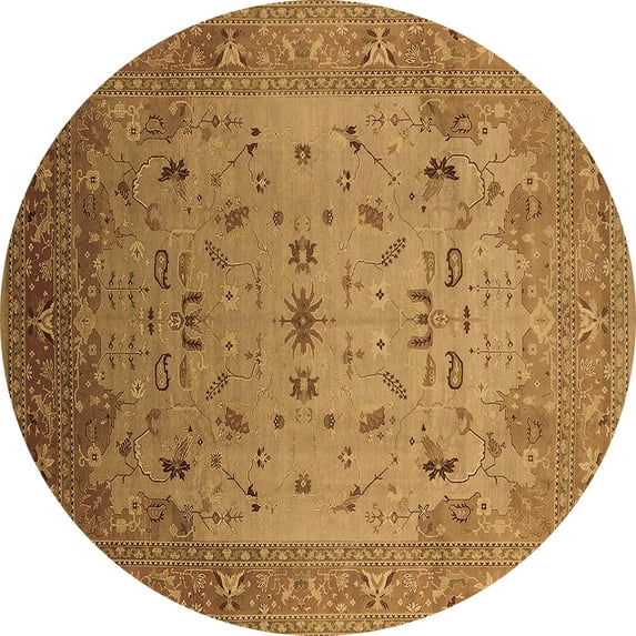 Ahgly Company Indoor Round Oriental Brown Traditional Area Rugs, 6' Round