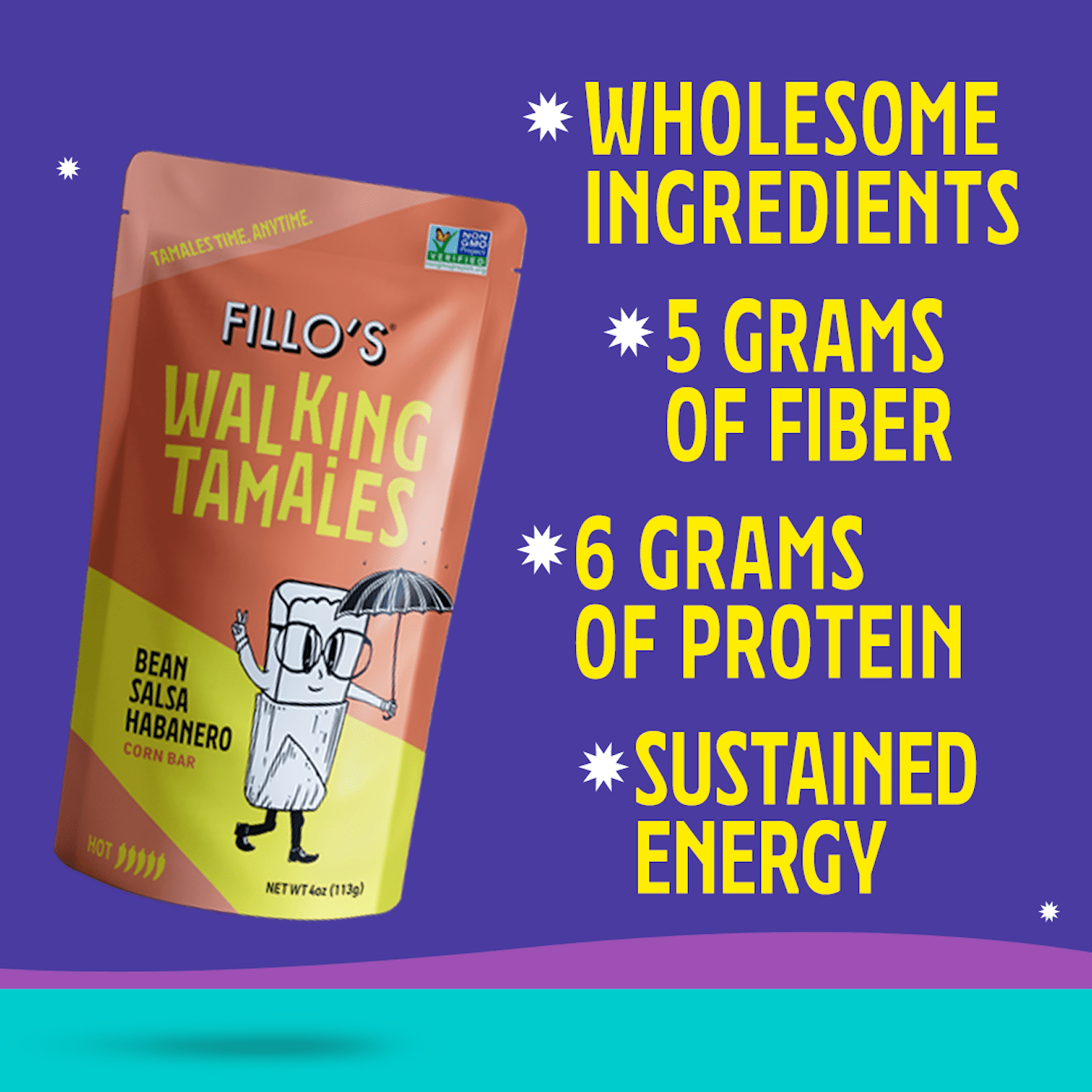 (3 pack) FILLO'S Walking Tamales Bean Salsa Habanero Tamale, 4 oz, (Shelf-Stable)
